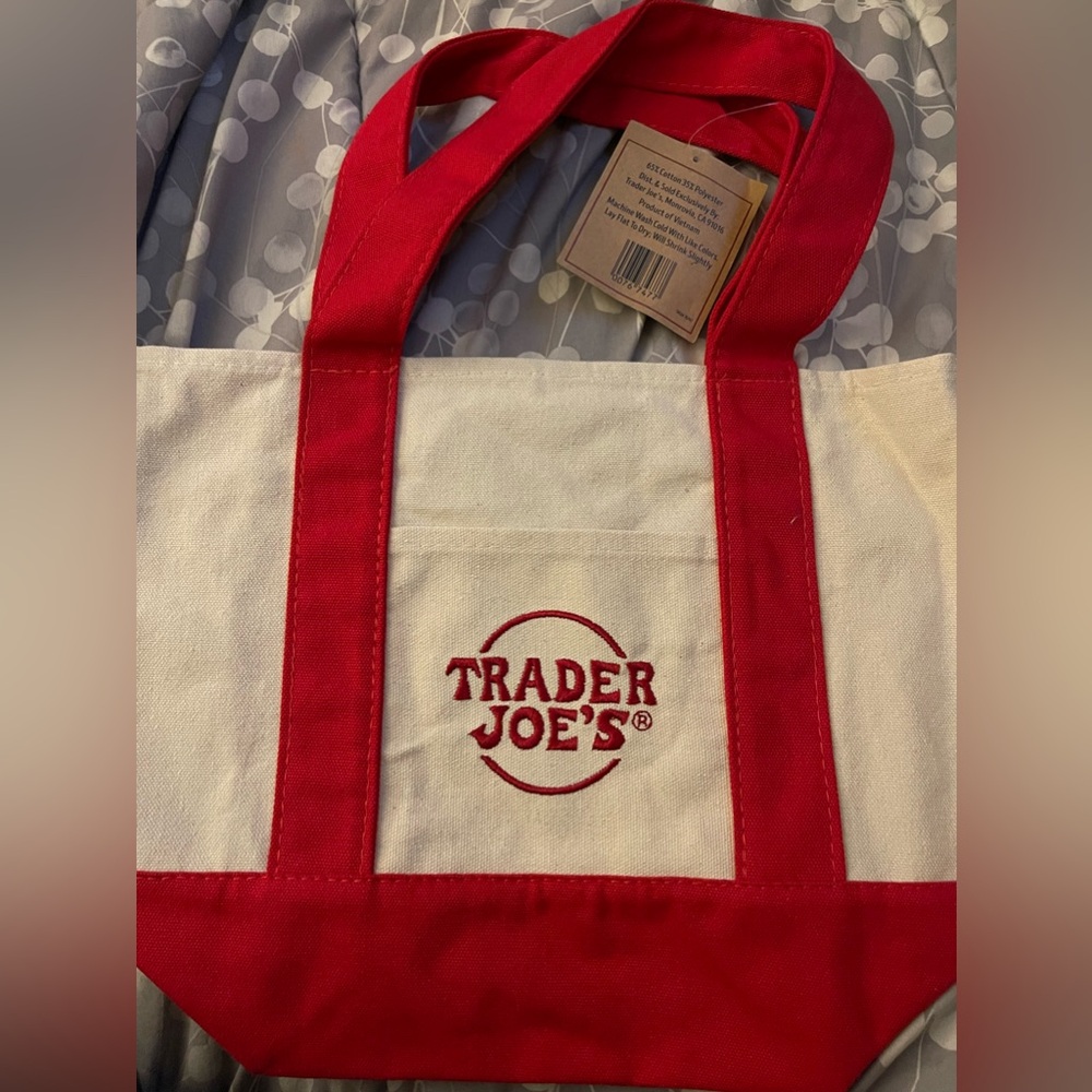 Trader Joe's Red Mini Canvas Tote Bag